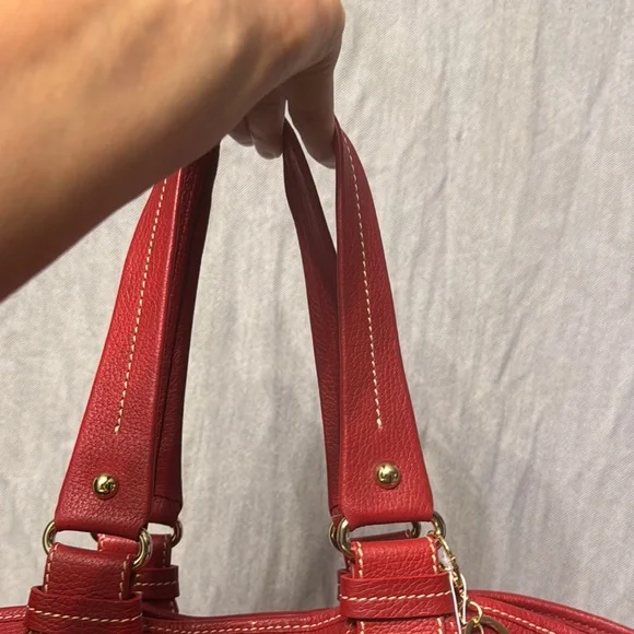 Dooney & Bourke Red Leather Tote with Gold AccentsEUC - Picture 8 of 16